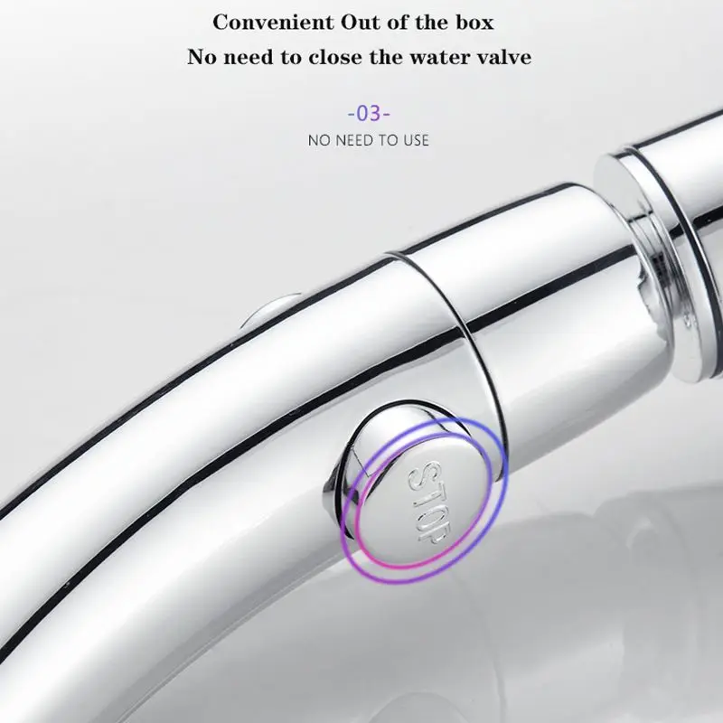 Handheld Shower Head High Pressure Chrome 3 Spary Setting with ON/OFF Pause Switch Water Saving Adjustable Luxury Spa Detachable |