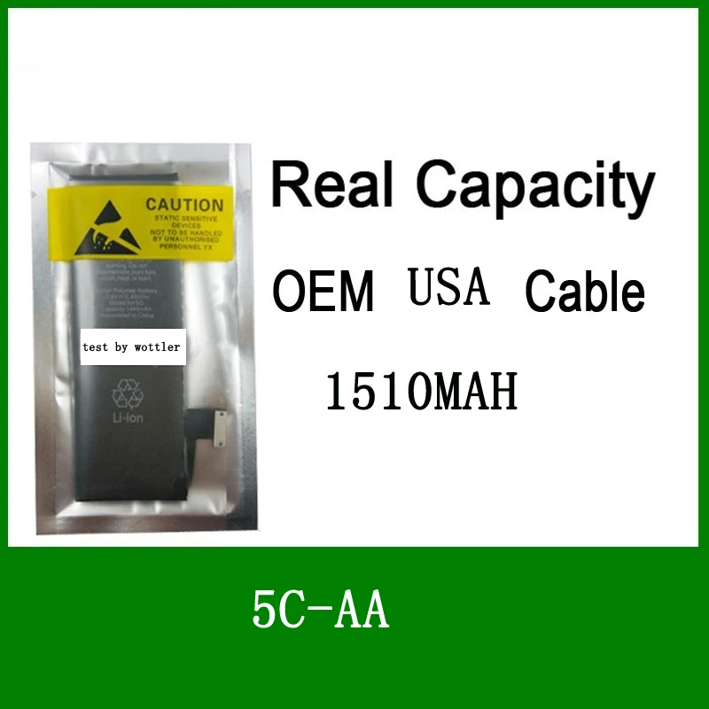 

10pcs/lot Real 1510mAh Core USA Protection board 3.7V Zero cyclic Battery for iPhone 5C replacement repair parts 5C-AA