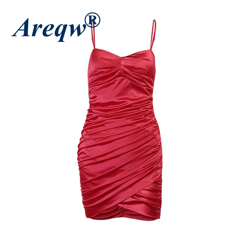 

2021 Summer New Style V-neck Folds Temperament Small Dress Sexy Suspender Skirt Women