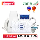 Lintratek AGC ретранслятор GSM 2G 3G 4G Сотовый усилитель 900 1800 2100 MHZ LTE 800 B20 мобильный сетевой усилитель сигнала 70dB трехдиапазонный