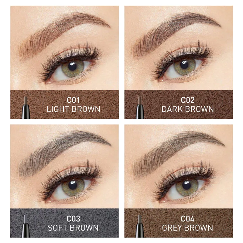 BearPaw Colorful Women Superfine Double-headed Eyebrow Pencil Micro-carved Sketch Durable Waterproof Brow Pen | Красота и здоровье