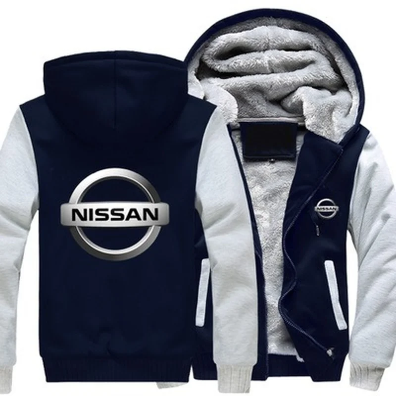 

Winter Hoodies Men Nissan Logo Jacket Thicken Warm Fleece cotton Zipper Raglan Coat Male Tracksuits