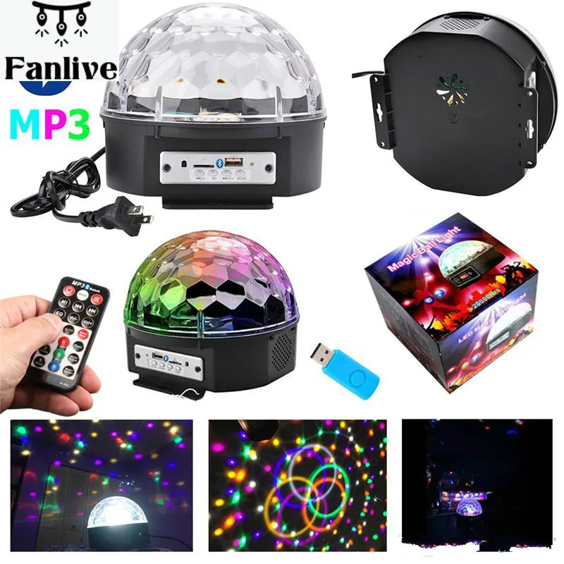 

18pcs LED Disco Light Mp3 Player Bluetooth Speaker Disco Ball Laser Party Lights AC110-240V 9 Color Remote Control DJ Stage Lamp