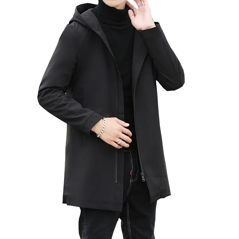 Autumn and winter jacket new men hooded long warm Jacket solid jacket largecashmere mens windbreaker Parkas cotton youth