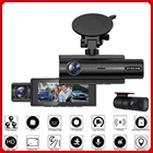 Автомобильный видеорегистратор с тремя объективами, 3-канальная камера заднего вида FHD 1080P, 4,7-дюймовый монитор парковки, Автомобильный видеорегистратор, видеорегистратор