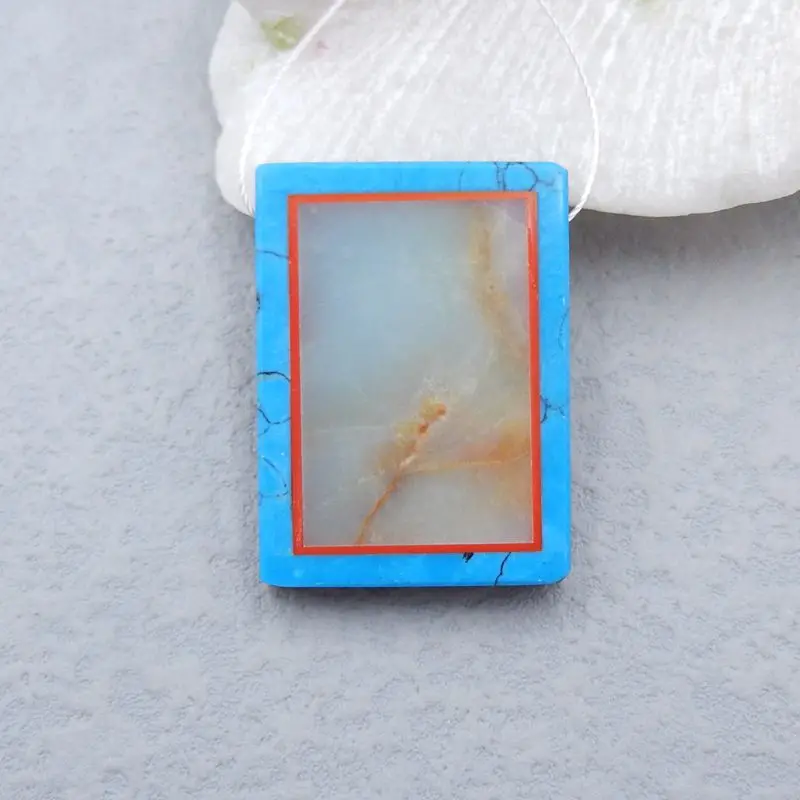 

Natural Stone Amazonite And Obsidian,Howlite Pendant Bead 38x28x6mm 17g Fashion Jewelry Accessories