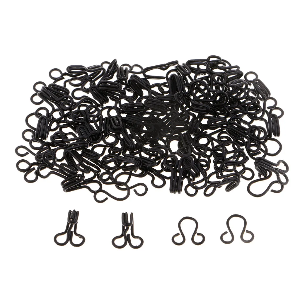

100 Sets Black Hook & Eye Bra Closures Button Lingerie Costume Sewing Home