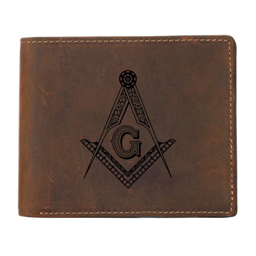 С эмблемой масонство из натуральной кожи кошелек Для мужчин RFID Бумажник