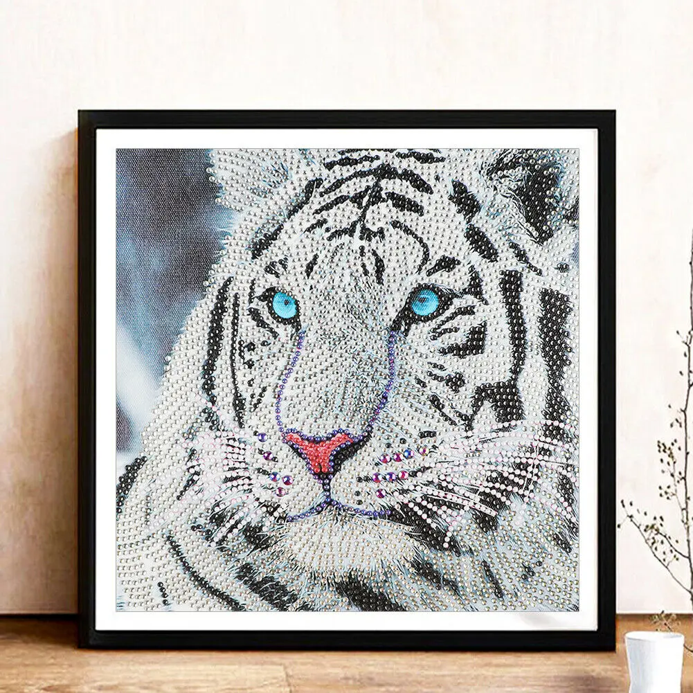 

5D Diy Diamond Painting Cross Ctitch Kits Black White Tiger Diamond Mosaic Embroidery Gossip 3d Painting Round Drill Gift