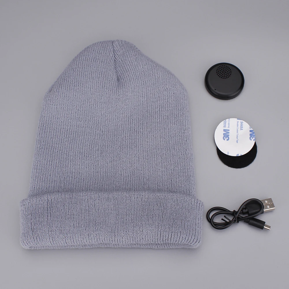 Wireless Bluetooth 5.0 Headset Cap Knit Hat Helmet Earphones Hands-free Call Music Play Built-in Microphone Gray Soft | Электроника