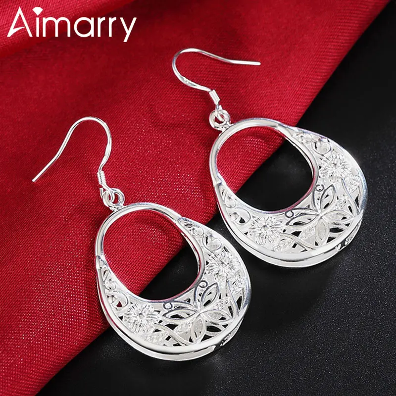 Aimarry 925 браслеты бабочки из серебра высшей пробы Бабочка Цветы круглая серьга