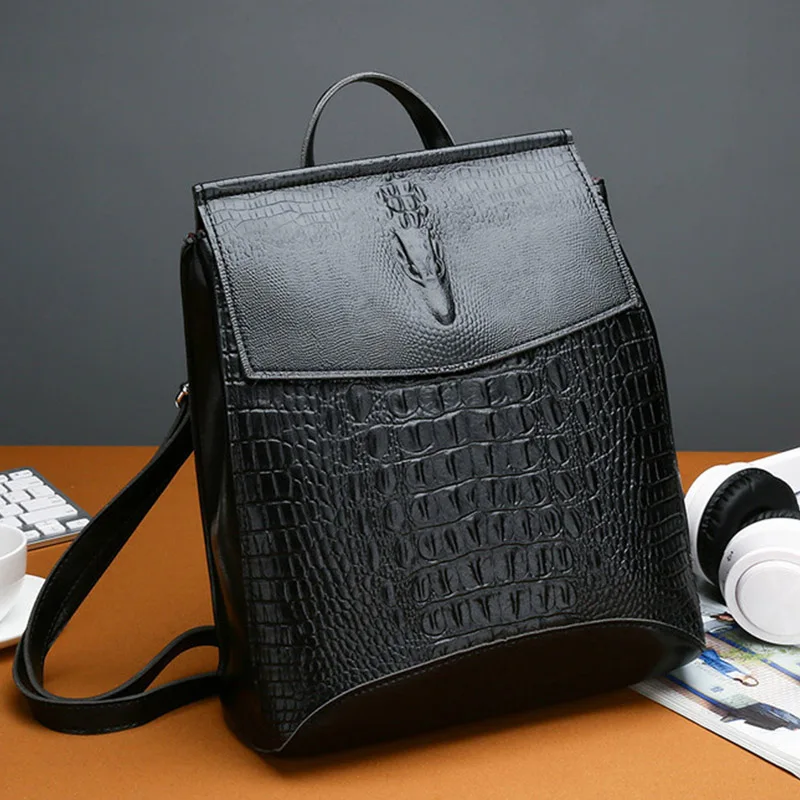 Роскошный дизайнерский рюкзак из крокодиловой кожи для женщин 2020 с защитой от