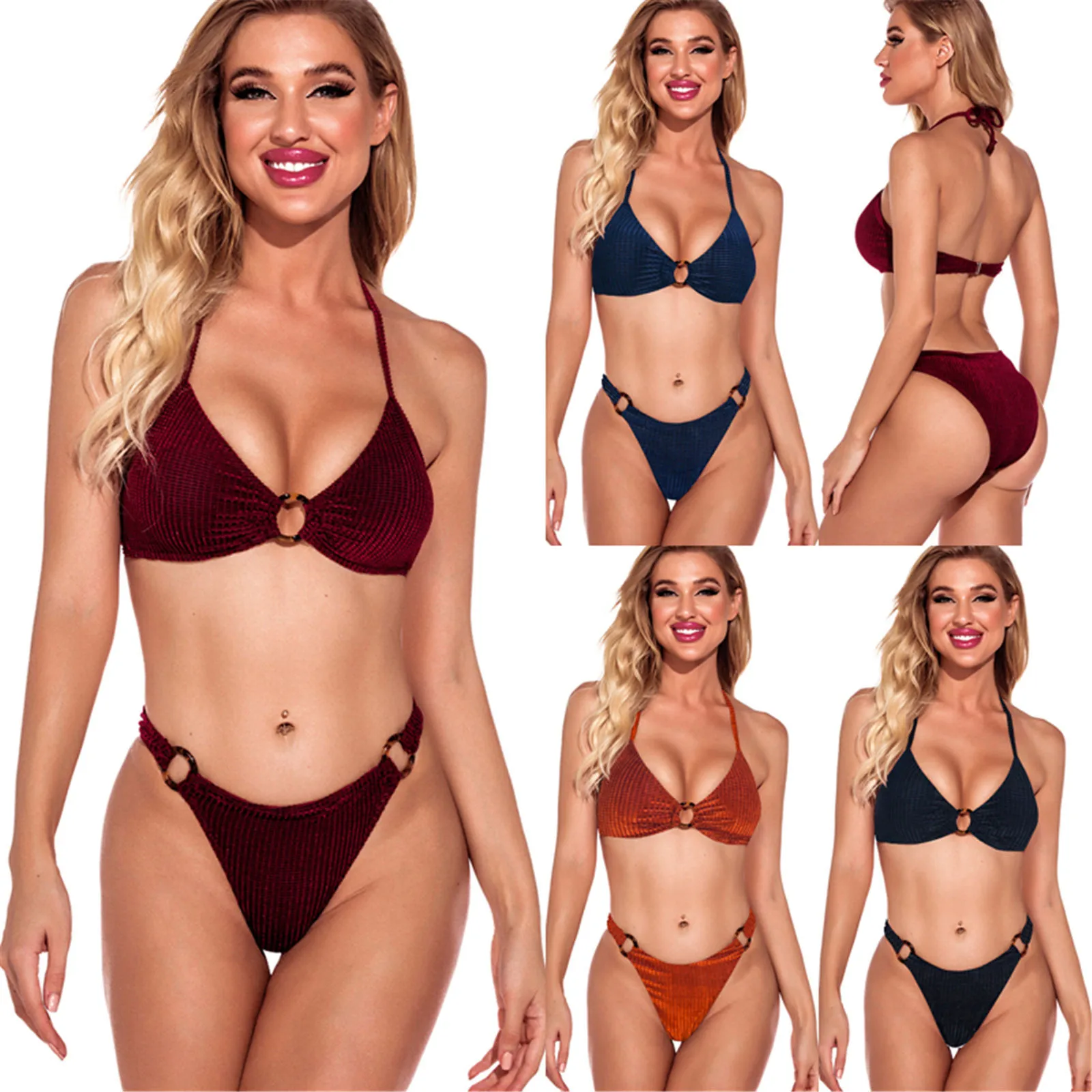 Микро Бразильское бикини костюм из двух частей топы Для Женщин летний