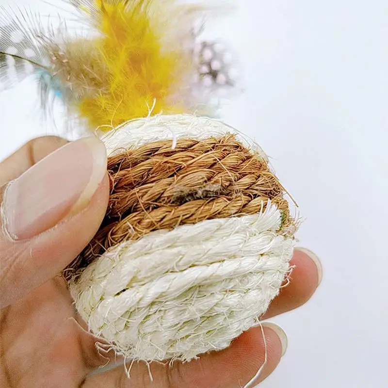 Legendog 2Pcs/Set Sisal Cat Balls Bite-Resistant Artificial Feather Decor Toys Chew Pet Supplies Favors | Дом и сад