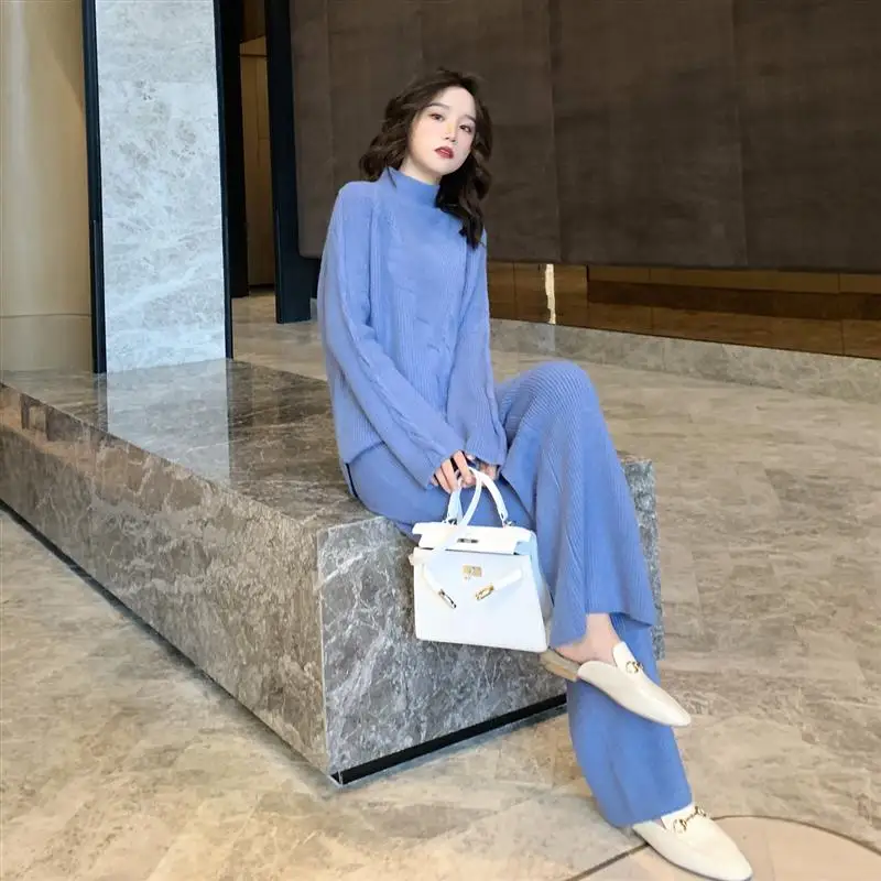 Женский трикотажный комплект из Свитера и брюк повседневный теплый двух