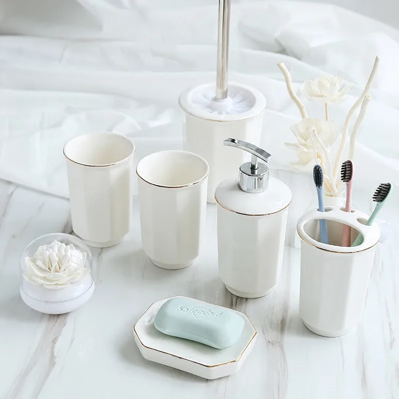 Керамика Аксессуары для ванной комнаты набор душа и мыть костюм туалетная щетка