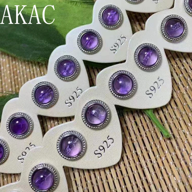 

925 sterlingg silver approx6-7mm natural amethyst stud earrings