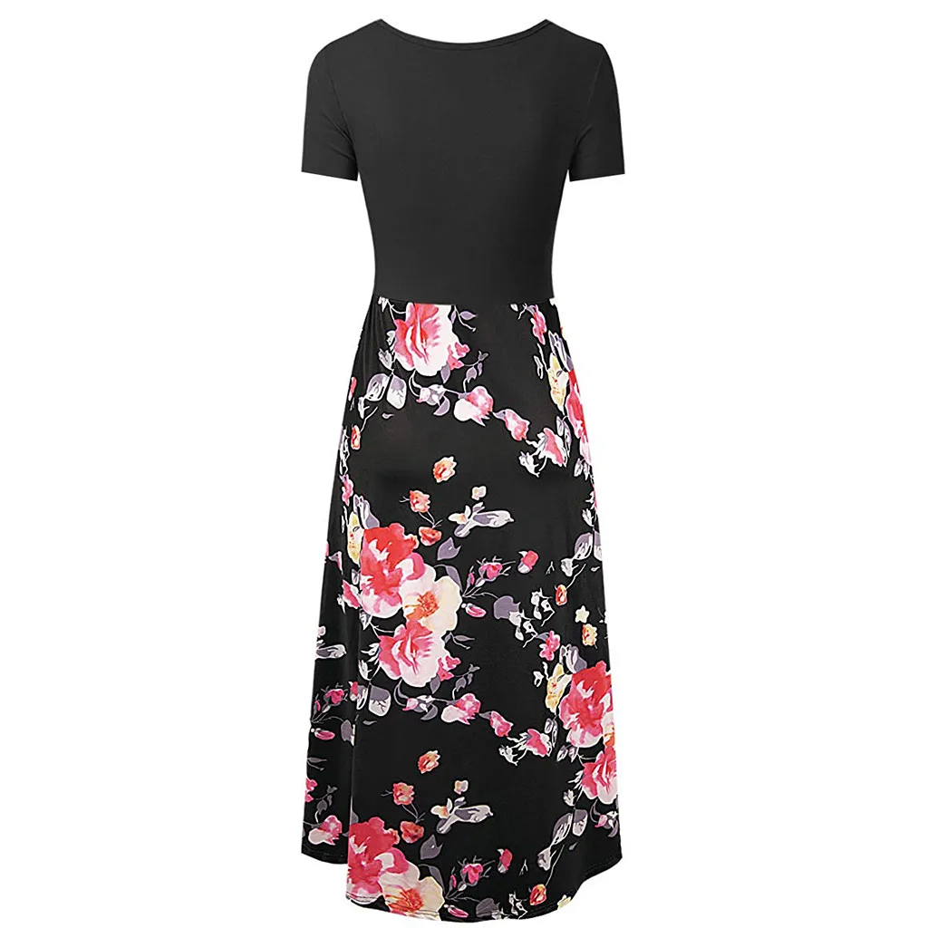 Платье для кормления грудью женское однотонное летнее платье с круглым вырезом и