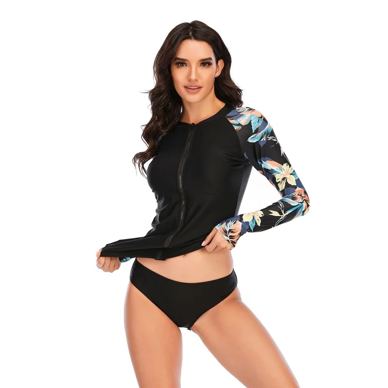 

surfsuit sunscreen swimsuit Waist Bikini Swimwear Push Up Bikini Set Biquini Summer Beach banador traje de bano Maillot de bain