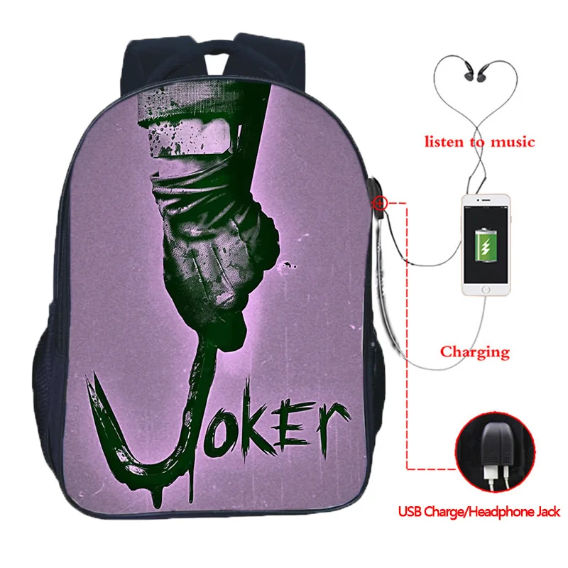 2 16 Inch High Quality Joker USB Charge School Bags Students School Rucksack Boys Girls USB Charging Joker Travel Backpack Gifts - Color: 2