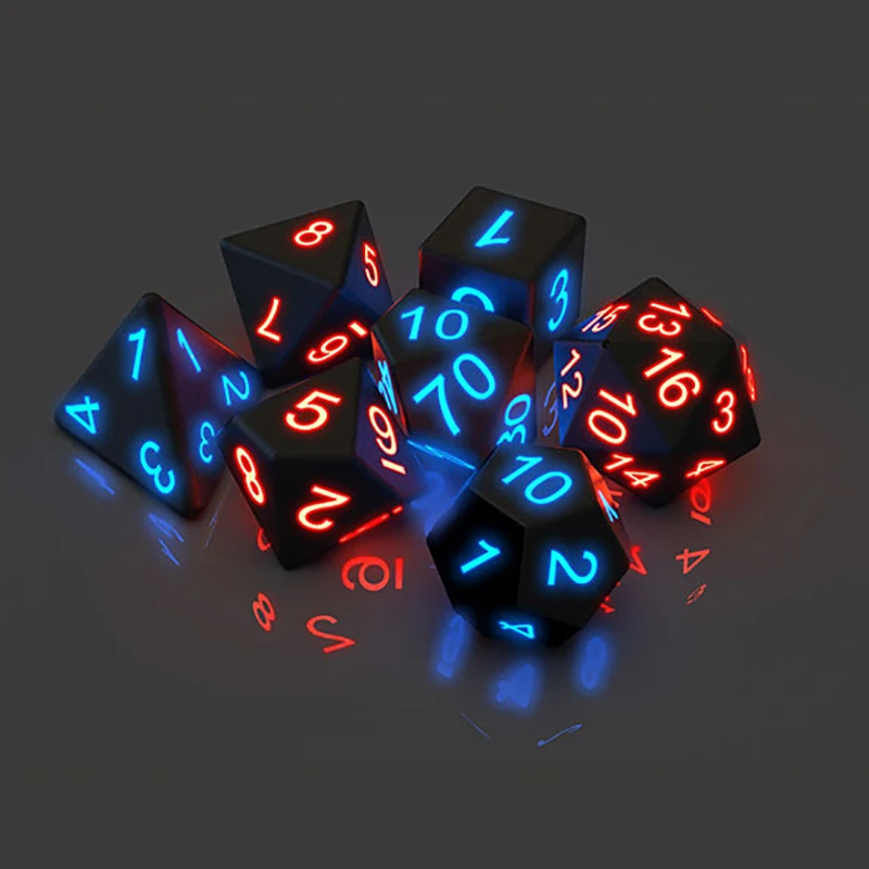 

7pcs LED Hits Night Light Dice Polyhedral Luminous Mini Colorful KTV Game Dice