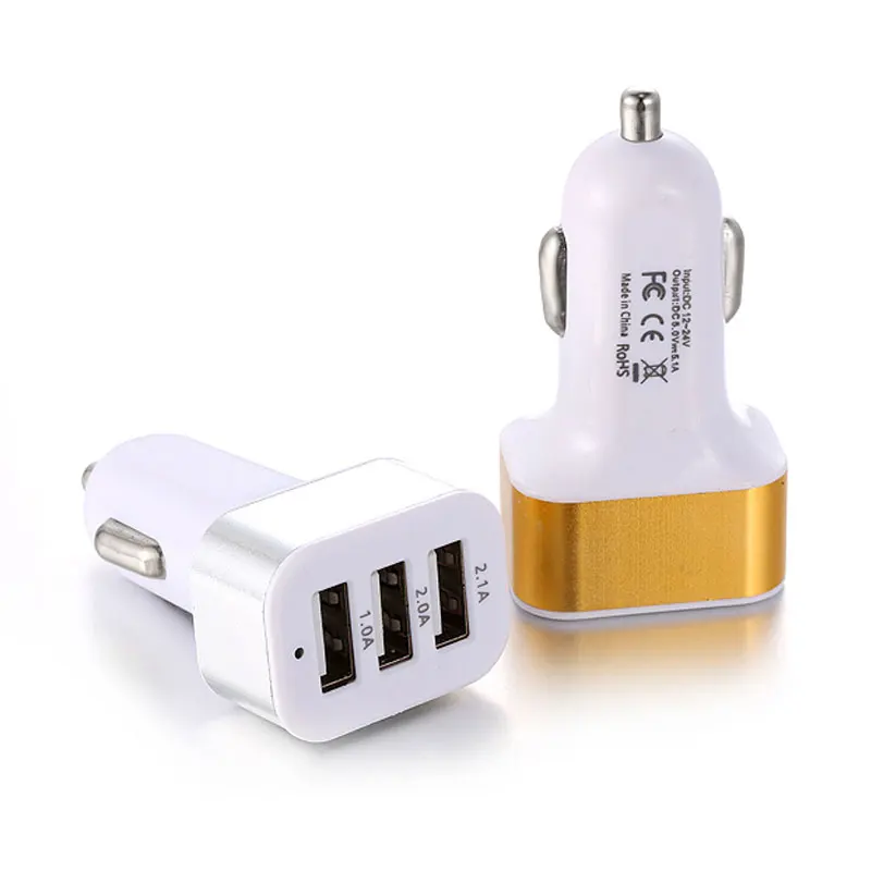 Универсальное зарядное устройство для автомобиля с 3 USB портами 6 цветов|Кабели