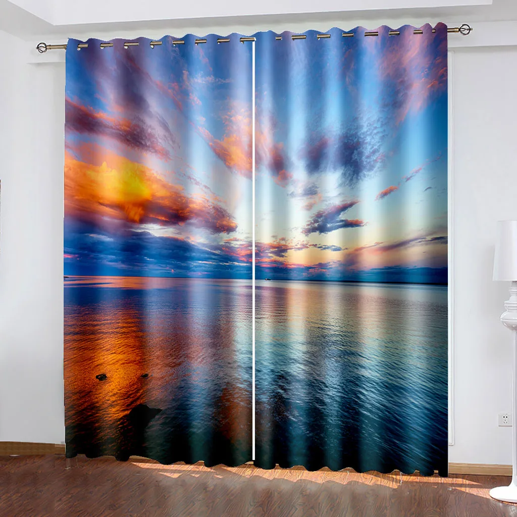 

3d-принт в виде природного пейзажа города, вечернего неба, солнцезащитный козырек для гостиной, занавеска на заказ, крючок для украшения спал...