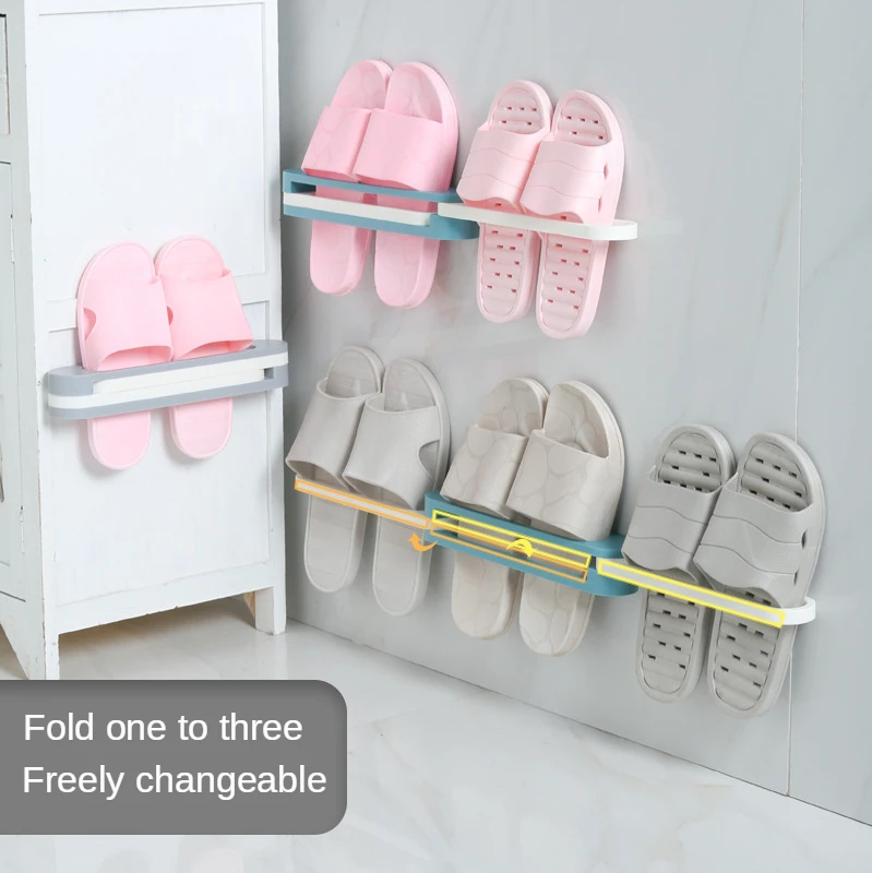

Foldable Bathroom Slippers Rack Free Punching Folding Shoe Storage Rack Bathroom Wall Hanging Slippers Rack Holder Shoe Rack