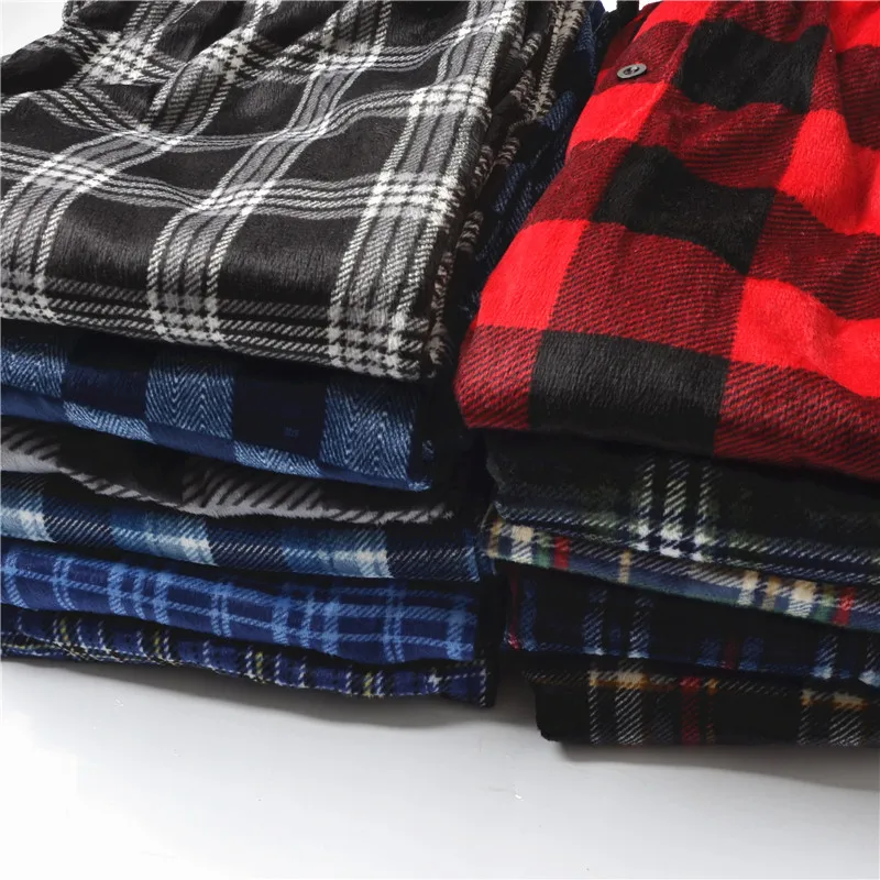 Men Sleep Pants Double-sided Velvet Soft Pajamas Trousers Casual Home Wear Loose Pants Sleep Bottoms