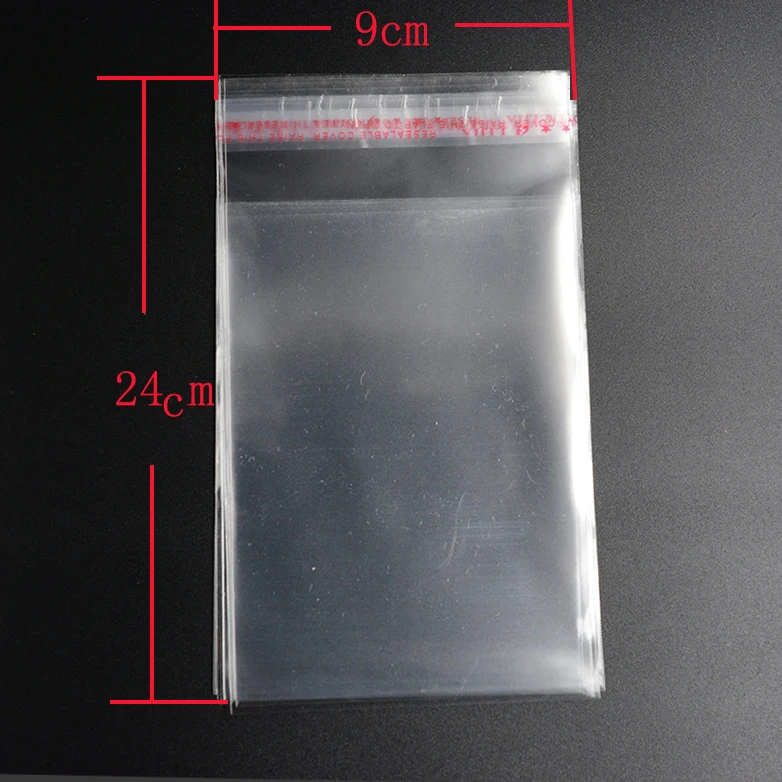 

Pouches 50pcs 9*24cm Clear Resealable Cellophane/BOPP/Poly Bags Transparent OPP Packing Plastic Bags Self Adhesive Seal