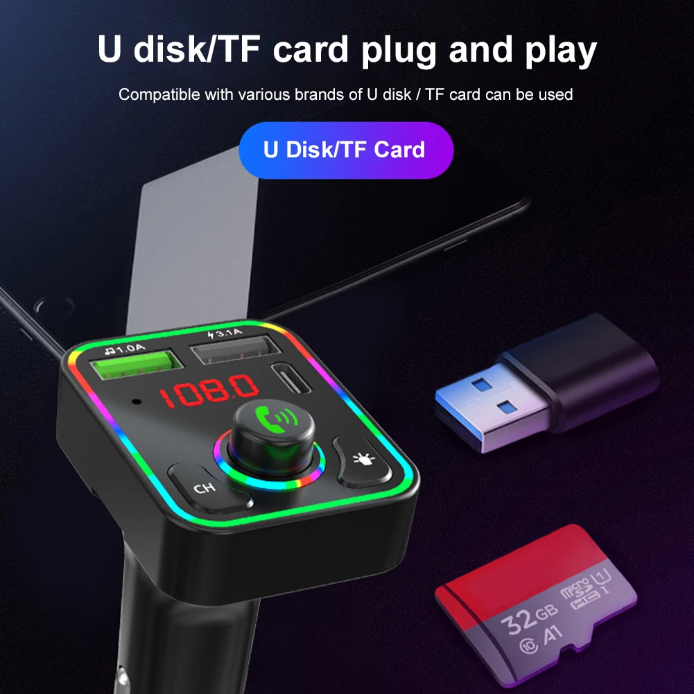 FM трансмиттер автомобильный с поддержкой Bluetooth 5 0 и 2 мя USB портами| |