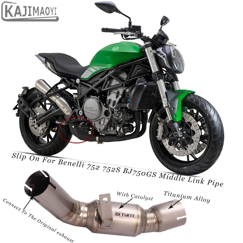 

Motorcycle Exhaust Modified Titanium Alloy Middle Link Pipe Catalyst Delete Pipe Slip On For Benelli 752 752S BJ750GS