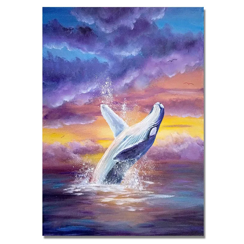 Полная круглая 5d картина из страз сделай сам китов природный пейзаж алмазная