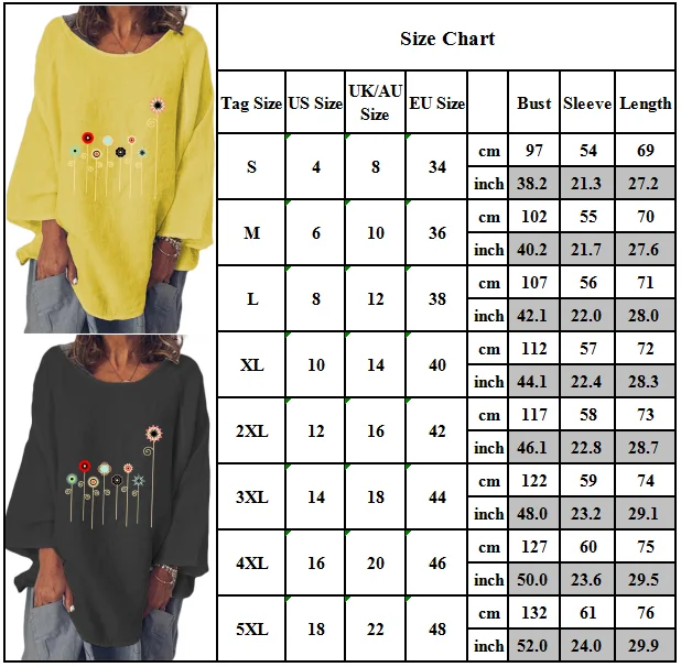 

VICABO Fashion Woman Clothing Floral Print Tees Long Sleeve T Shirt Round Neck Comfy Baggy Loose Tops Tee Shirt