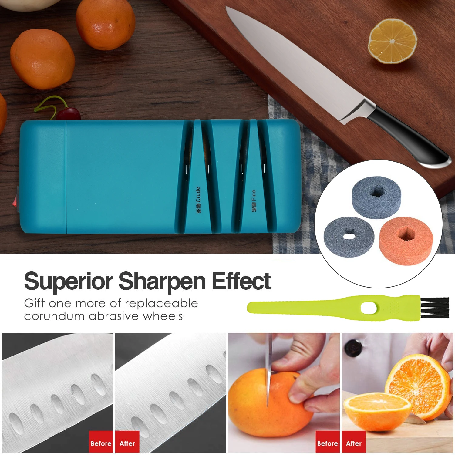 

Professional Electric Knife Sharpener for Straight Serrated Knives and Kitchen Shears with 3 Stage Diamond Sharpening Wheel