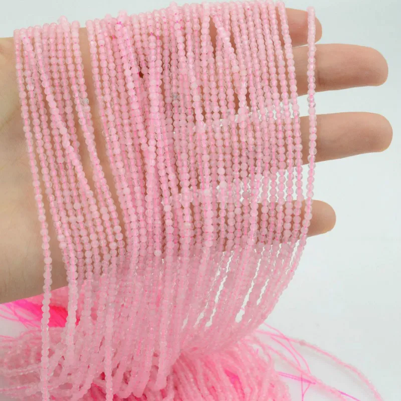 Граненые бусины из натурального камня с розовыми кристаллами 2 3 мм полуфабрикаты