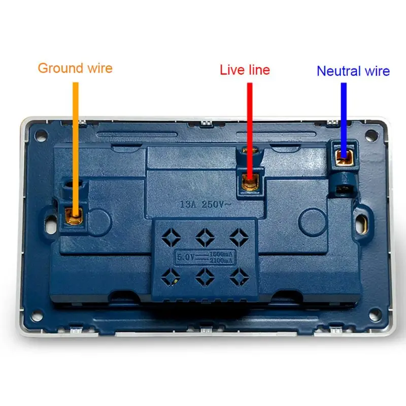 

Multifunction UK 13A Wall Socket Push Button 2.1A Double USB Charging Ports Wall Panel Socket