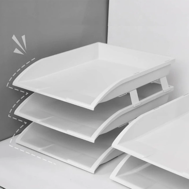 

2/3 Tier Stackable Desktop Document Rack Letter Tray Organizer File Magazine Holder Layering Paper Storage Office Supplies