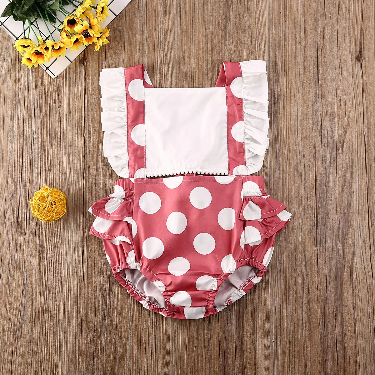 0-24M Newborn Infant Baby Girl Ruffles Romper Cute Dot Jumpsuit Backless Overalls Toddler Costumes Summer | Детская одежда и обувь