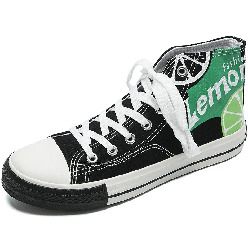 Женские кроссовки с высоким верхом повседневные холщовые спортивные желтого