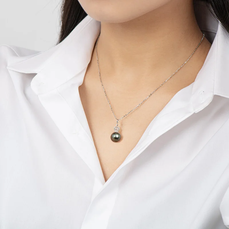 

COSYA All Natural Black Pearl 10mm Pendant Necklace 100% 925 Sterling Silver Fashion For Women Engagement Fine Jewelry Wholesale