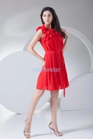 free shipping new fashion 2016 red chiffon formal gowns dinner dress vestidos dress weddings short rain bow bridesmaid dresses