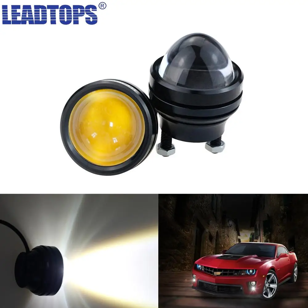 

LEADTOPS 2X Car Led Lens Fog Light Eye Refit Fish Fog Lamp Hawk Eagle Eye + Daytime Running Lights 12v Automobile BJ