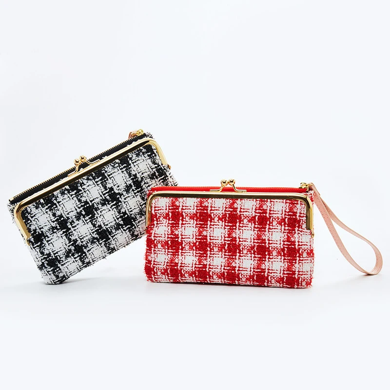 

Brand Women Clutches Bags Canvas Fashion Girls Wallet Bag Ladies 2021 Women's Handbag lattice Folder bag Purse Passport