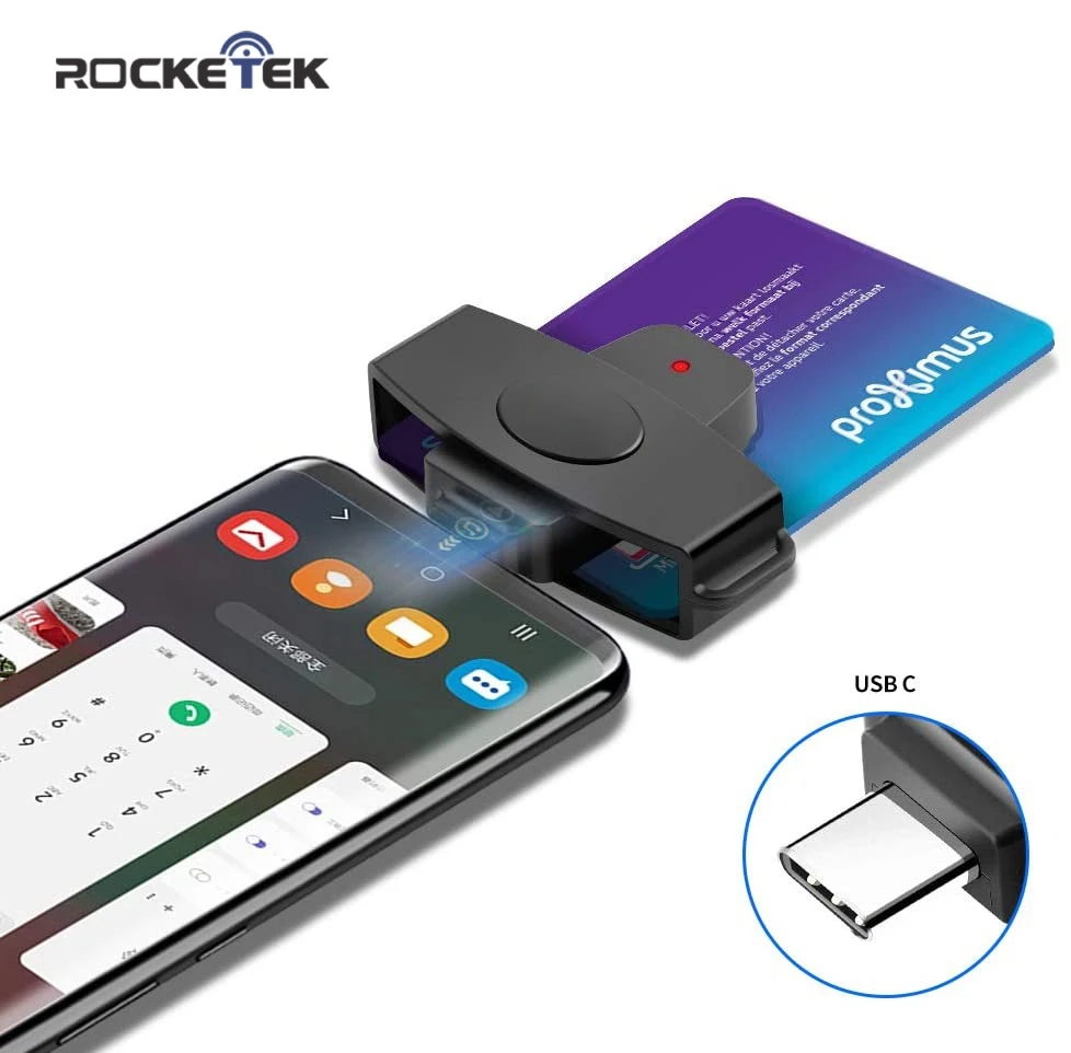Rocketek USB C считыватель смарт-карт Sim Cloner Type адаптер для dine dni Citizen ID Bank EMV SD карта