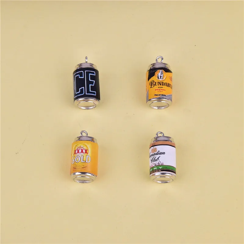 10pcs/lot  3D Alcohol Drink Beer Cans  Drink Charms Earring Keychain Jewlery Findings Phone Case DIY images - 6