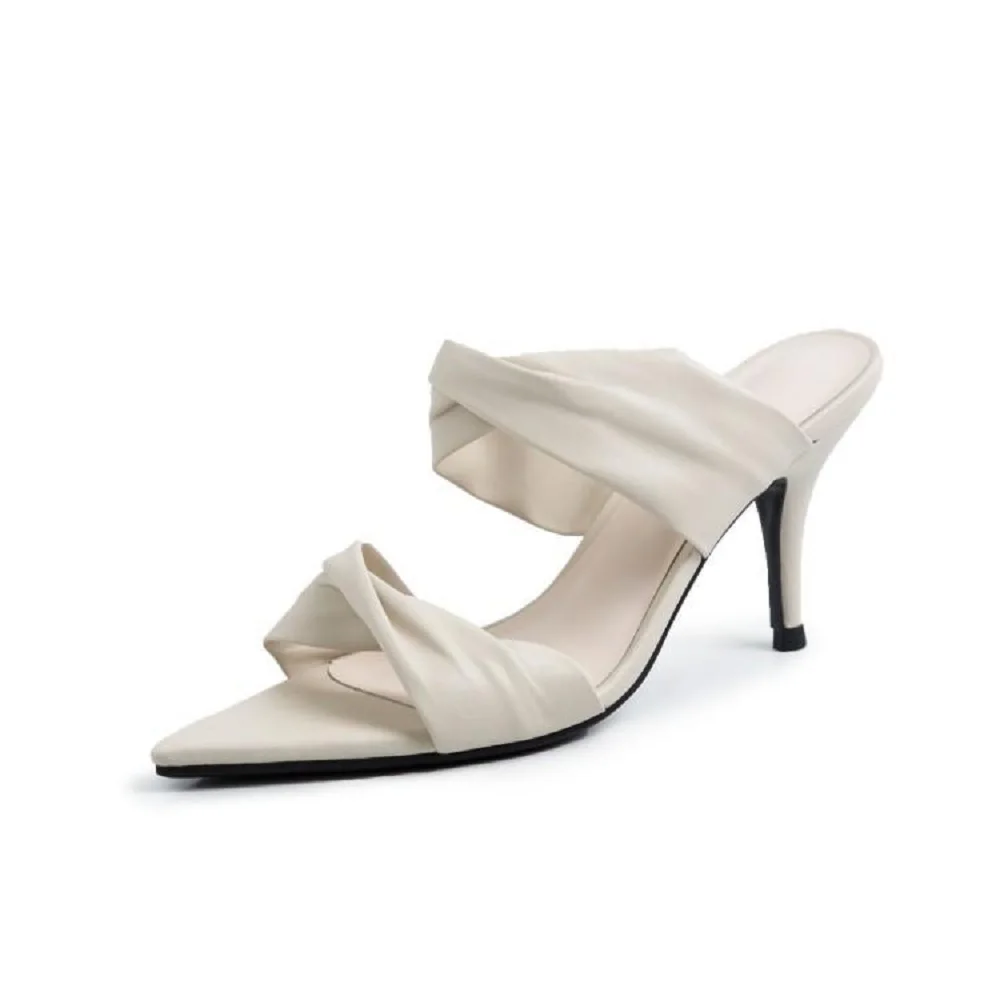 2020 New Summer Women's High Heel Thin Heeled Slippers Open Toe Fashion Outer Wear Slippers