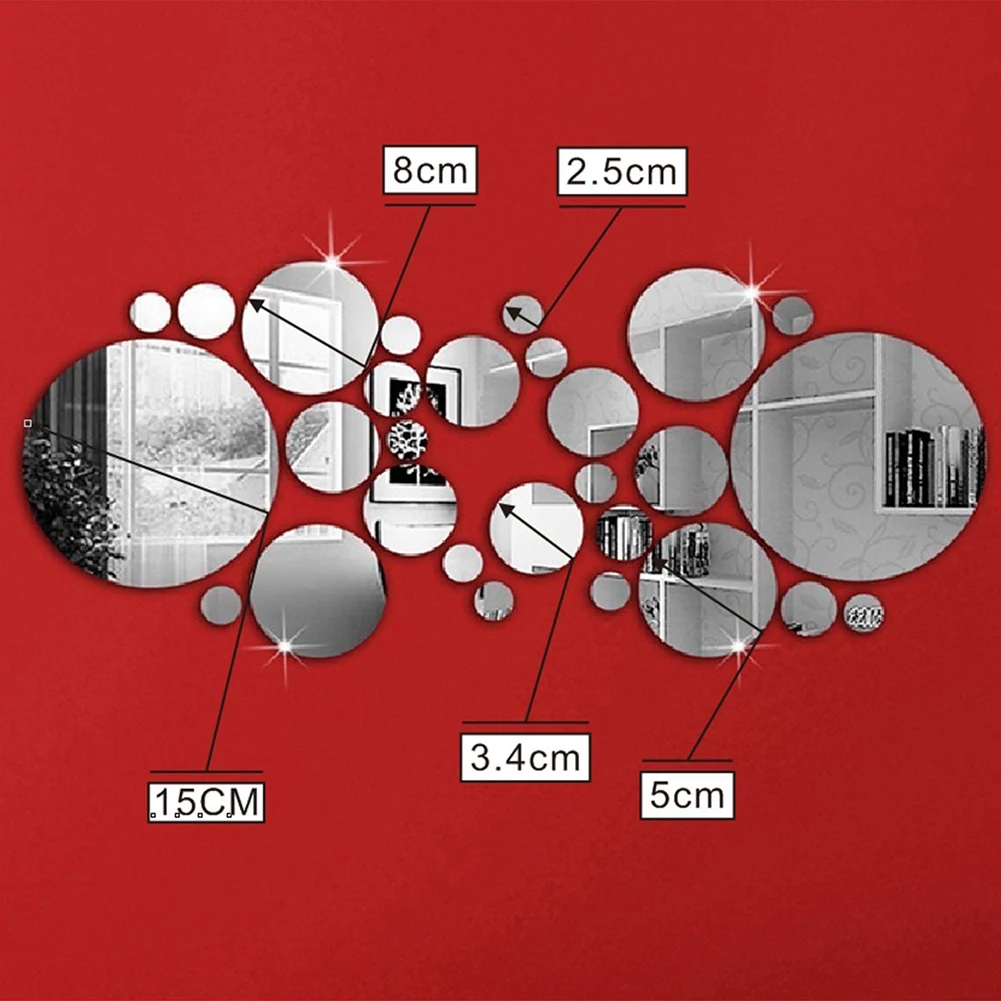30Pcs Acrylic 3D Mirror Wall Stickers Round Wall Decor DIY Wall Stickers Bedroom Kitchen For Kids Rooms Wall Art Home Decoration
