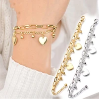 stainless steel love heart bracelets for women party gift fashion joyas de chain charm bracelets jewelry wholesale