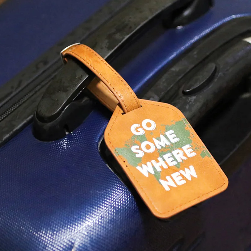 

Leather Suitcase Luggage Tag Label Bag Pendant Handbag Portable Travel Accessories Name ID Address